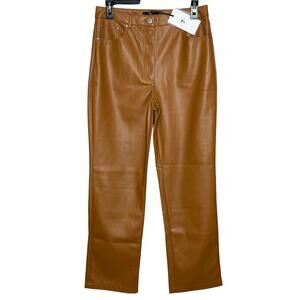 7 for all Mankind NEW Brown Vegan Leather Straight Leg‎ Jeans Size Medium